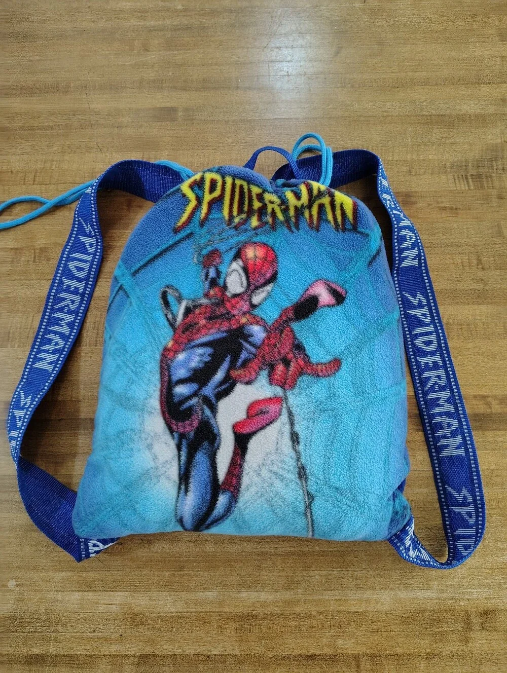 Marvel Spider-Man Blue & Red Fleece Throw Blanket/ Backpack 2004 Y2K RARE HTF